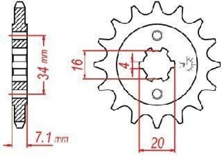 Reťazové koliesko pre sekundárne reťazy typu 520, JT - Anglicko (14 zubov)