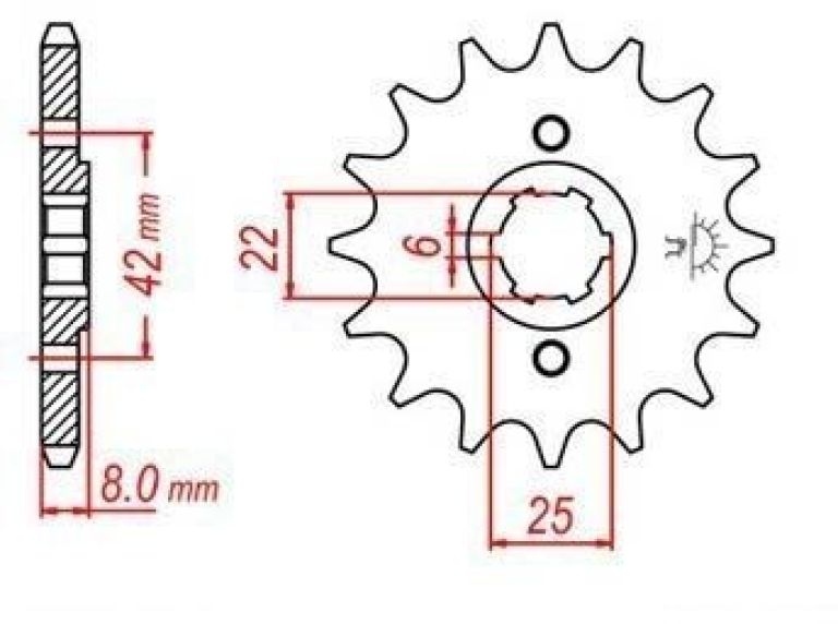 Reťazové koliesko pre sekundárne reťazy typu 520, JT - Anglicko (13 zubov)