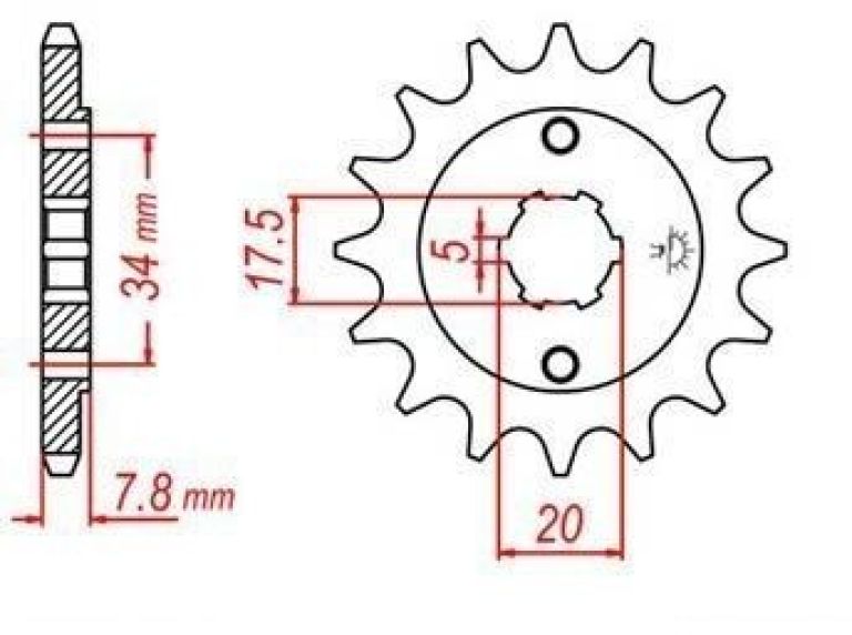 Reťazové koliesko pre sekundárne reťazy typu 520, JT - Anglicko (12 zubov)