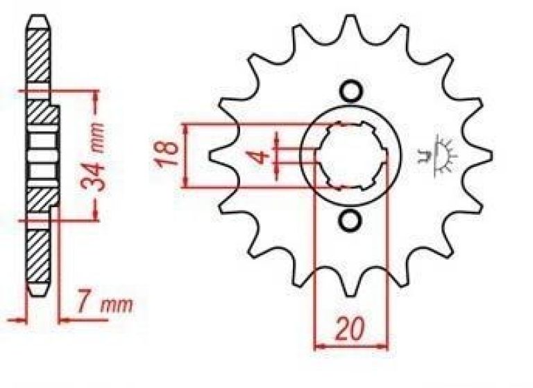 Reťazové koliesko pre sekundárne reťazy typu 520, JT - Anglicko (14 zubov)