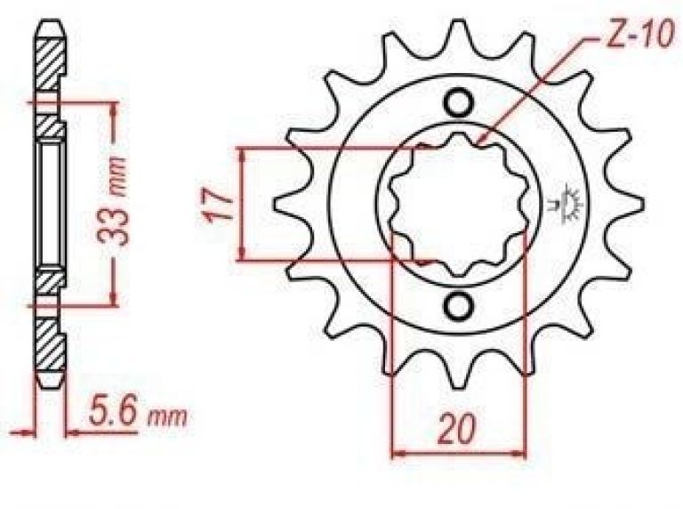 Reťazové koliesko pre sekundárne reťazy typu 520, JT - Anglicko (12 zubov)