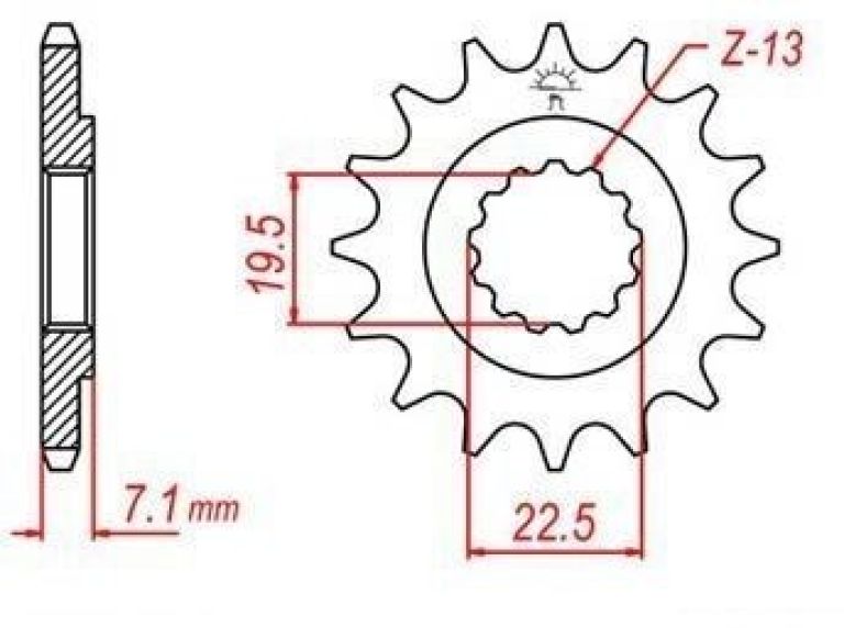Reťazové koliesko pre sekundárne reťazy typu 520, JT - Anglicko (13 zubov)