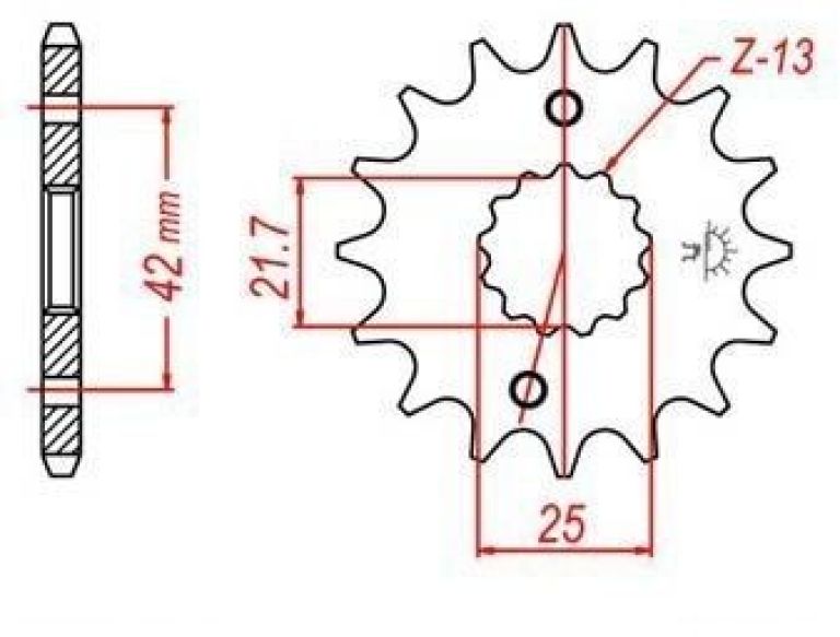Reťazové koliesko pre sekundárne reťazy typu 520, JT - Anglicko (13 zubov)