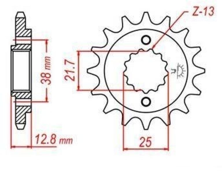 Reťazové koliesko pre sekundárne reťazy typu 520, JT - Anglicko (14 zubov)