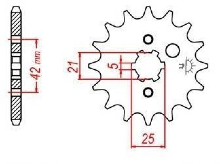 Reťazové koliesko pre sekundárne reťazy typu 520, JT - Anglicko (15 zubov)