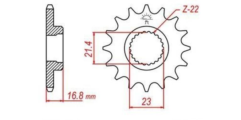 Reťazové koliesko pre sekundárne reťazy typu 520, JT - Anglicko (16 zubov)