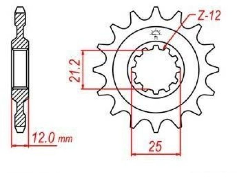Reťazové koliesko pre sekundárne reťazy typu 520, JT - Anglicko (15 zubov)