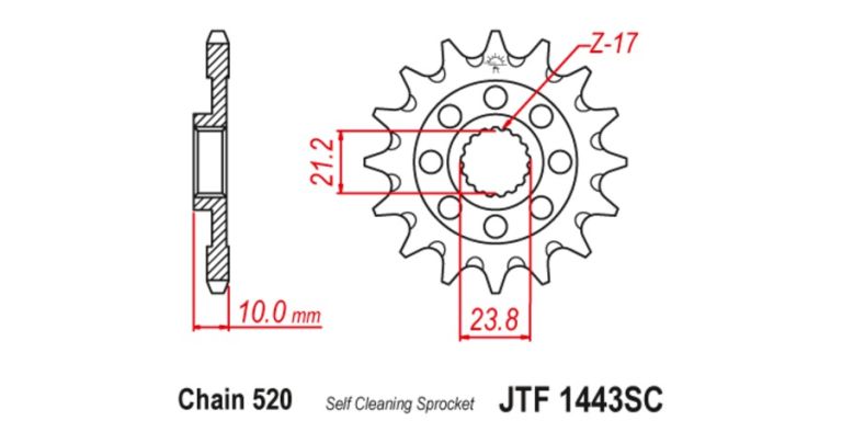 Reťazové koliesko pre sekundárne reťazy typu 520, JT (13 zubov)
