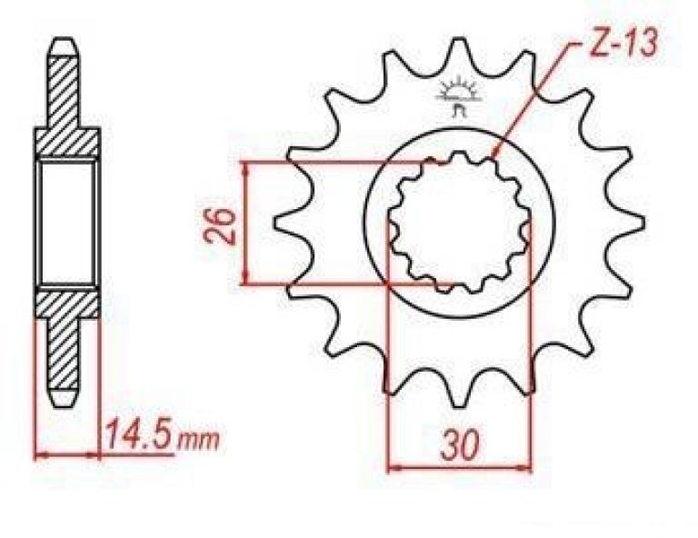 Reťazové koliesko pre sekundárne reťazy typu 525, JT - Anglicko (17 zubov)