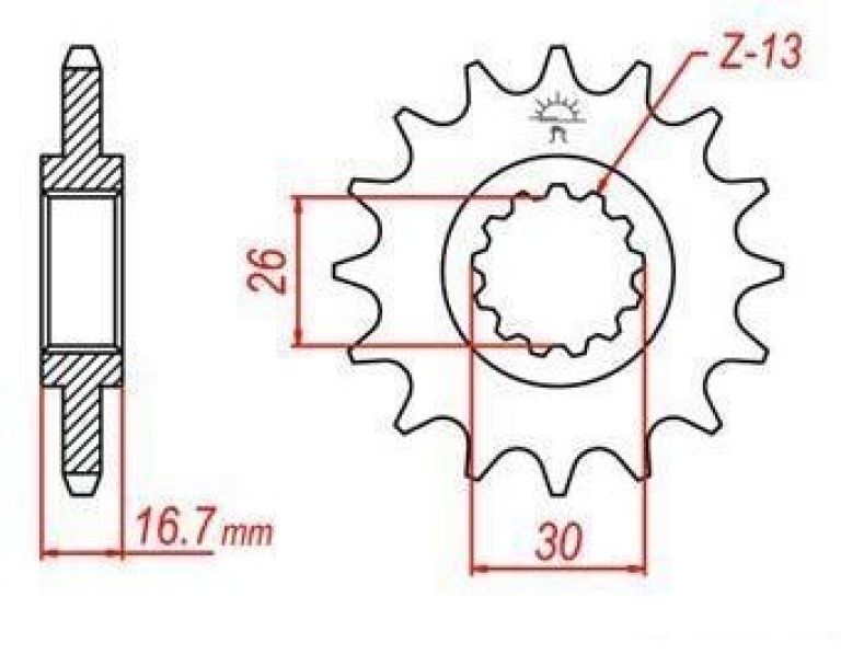 Reťazové koliesko pre sekundárne reťazy typu 525, JT - Anglicko (16 zubov)