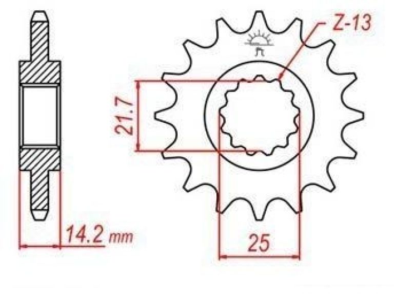 Reťazové koliesko pre sekundárne reťazy typu 525, JT - Anglicko (15 zubov)