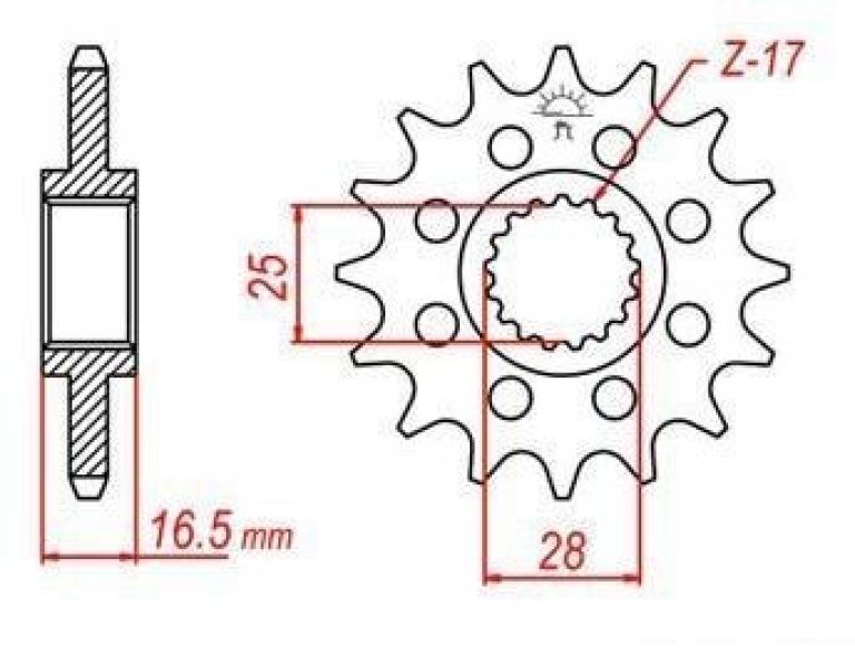 Reťazové koliesko pre sekundárne reťazy typu 525, JT - Anglicko (16 zubov)