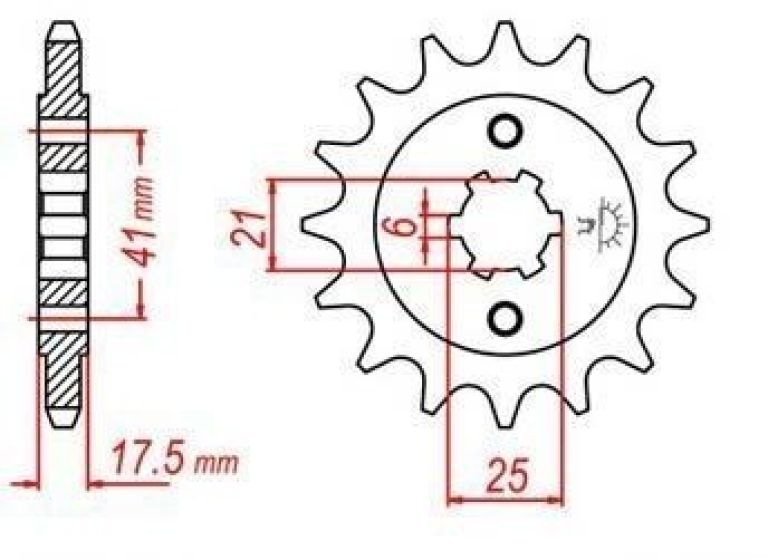 Reťazové koliesko pre sekundárne reťazy typu 525, JT - Anglicko (15 zubov)