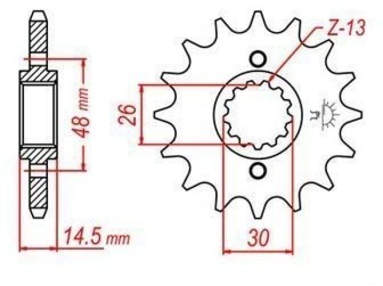Reťazové koliesko pre sekundárne reťazy typu 530, JT - Anglicko (17 zubov)