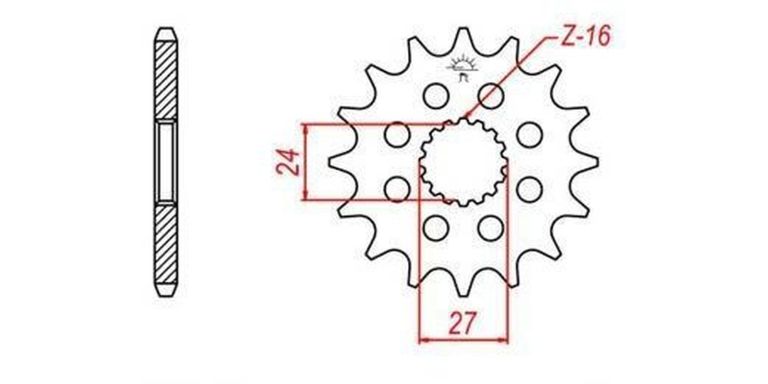 Reťazové koliesko pre sekundárne reťazy typu 530, JT - Anglicko (16 zubov)