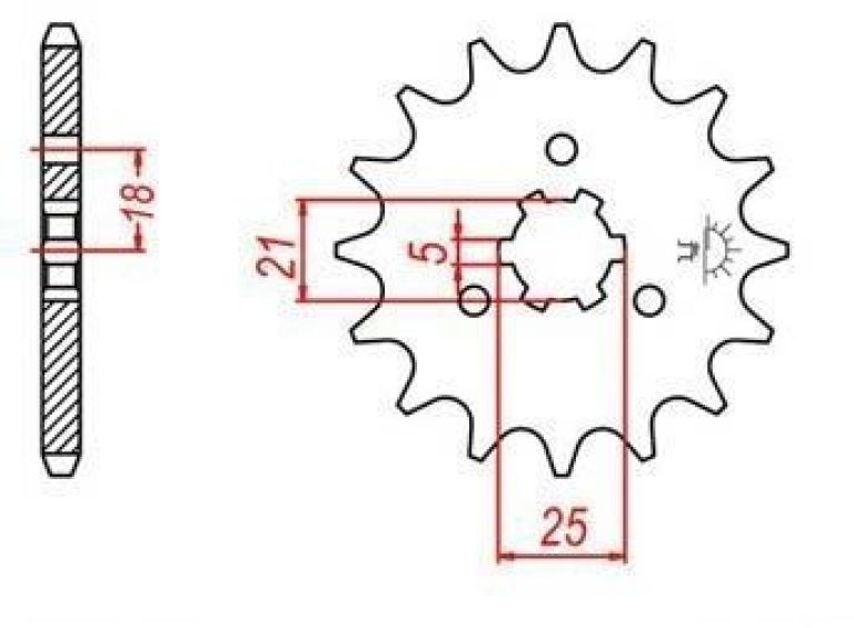 Reťazové koliesko pre sekundárne reťazy typu 530, JT - Anglicko (17 zubov)