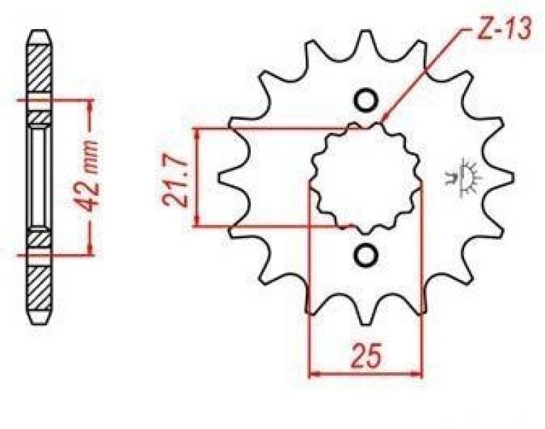 Reťazové koliesko pre sekundárne reťazy typu 530, JT - Anglicko (14 zubov)