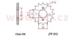 Reťazové koliesko s tlmiace gumovou vrstvou pre sekundárne reťazy typu 530, JT (17 zubov)