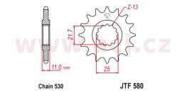 Reťazové koliesko s tlmiace gumovou vrstvou pre sekundárne reťazy typu 530, JT (16 zubov)