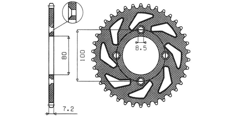 Oceľová rozeta pre sekundárne reťazy typu 428, SUNSTAR (50 zubov)