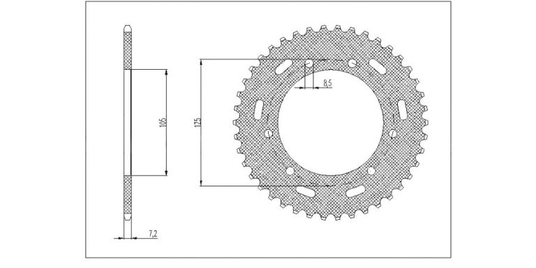Oceľová rozeta pre sekundárne reťazy typu 428, SUNSTAR (50 zubov)