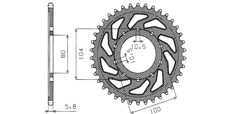 Oceľová rozeta pre sekundárne reťazy typu 520, BRAKING (46 zubov)