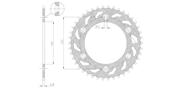 Oceľová rozeta pre sekundárne reťazy typu 520, BRAKING (48 zubov)