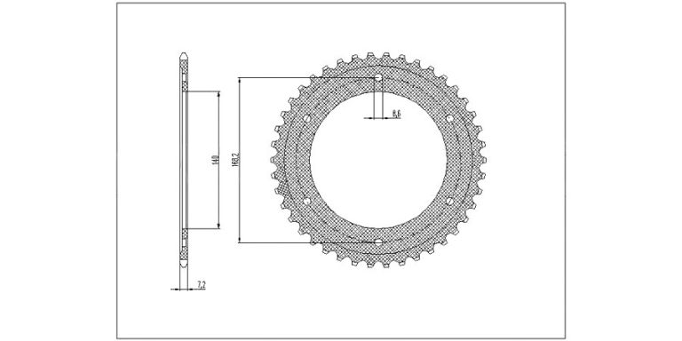 Oceľová rozeta pre sekundárne reťazy typu 525, BRAKING (42 zubov)