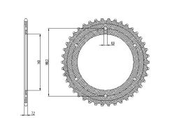 Oceľová rozeta pre sekundárne reťazy typu 525, SUNSTAR (49 zubov)