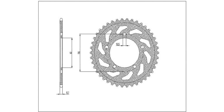 Oceľová rozeta pre sekundárne reťazy typu 530, BRAKING (41 zubov)