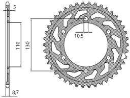 Oceľová rozeta pre sekundárne reťazy typu 530, SUNSTAR (48 zubov)