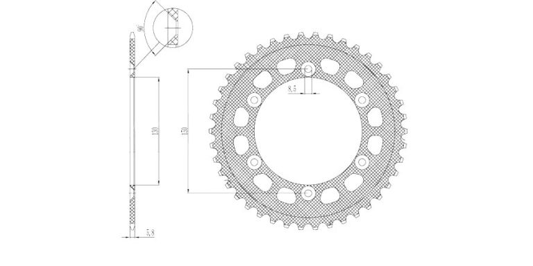 Duralová rozeta pre sekundárne reťazy typu 520, SUNSTAR (47 zubov)