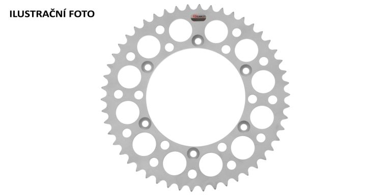 Duralová rozeta pre sekundárne reťazy typu 428, Q-TECH (strieborná, 50 zubov)