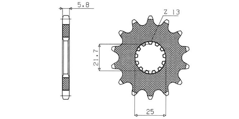 Reťazové koliesko pre sekundárne reťazy typu 520, SUNSTAR (14 zubov)