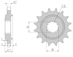 Reťazové koliesko pre sekundárne reťazy typu 530, SUNSTAR (16 zubov)
