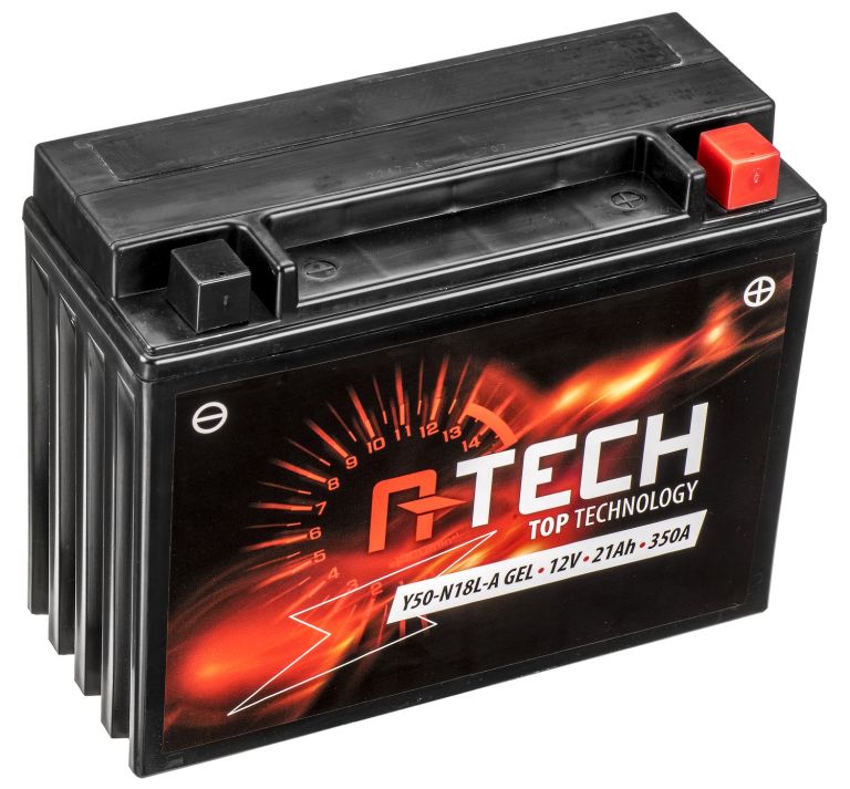 Batérie 12V, Y50-N18L-A gél (12N18-3A) 21Ah, 350A, bezúdržbová gél technológie 205x87x162 A-TECH (aktivovaná ve výrobe)