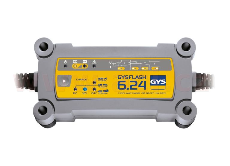 Nabíječka GYSFLASH 6.24, 6/12/24 V, 15-170 Ah, 6/12 V 6 A, 24 V 4 A